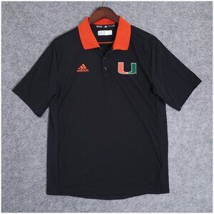 ADIDAS Miami Hurricanes Mens Medium Black Performance Climalite Polo Shirt